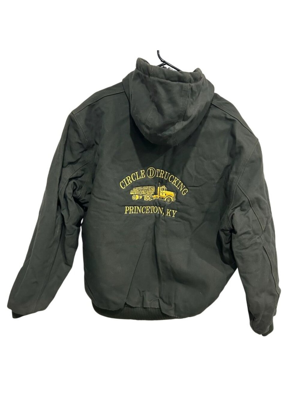Carhartt Large Green Hooded Work Jacket Circle D Trucking Nomadcore Heritage